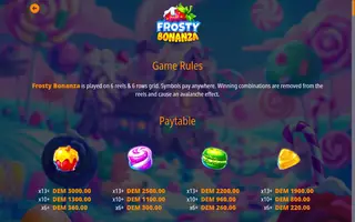 Frosty Bonanza – Paytable
