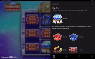 Diamonds 4 The Season – Paytable