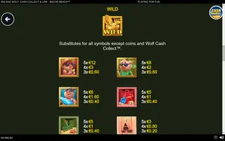 Big Bad Wolf: Cash Collect & Link – Bacon Beach – Paytable
