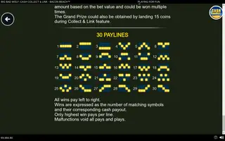 Big Bad Wolf: Cash Collect & Link – Bacon Beach – Paytable