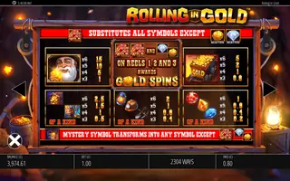 Rolling In Gold – Paytable