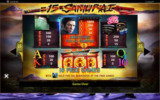 15 Samurai – Paytable