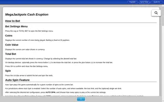 Cash Eruption MegaJackpots – Game rules