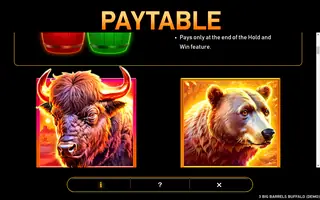 3 Big Barrels Buffalo – Paytable