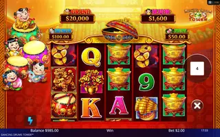 Dancing Drums Tower – Feature in play
