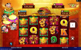 Dancing Drums Tower – Feature in play