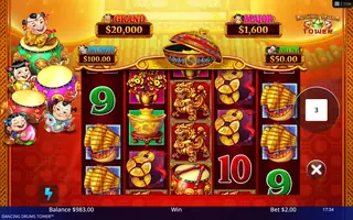Dancing Drums Tower – Feature in play