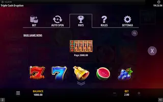 Triple Cash Eruption – Paytable