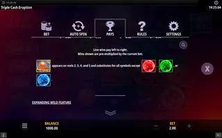 Triple Cash Eruption – Game rules