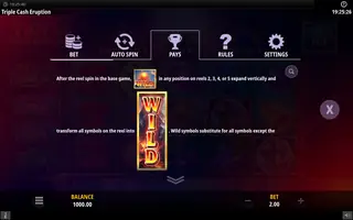 Triple Cash Eruption – Game rules