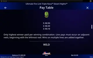 Ultimate Fire Link Triple Nova Desert Nights – Paytable