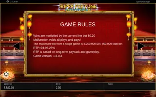 Super Fortune Dragon – Game rules