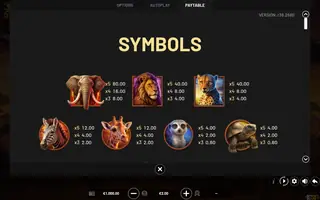 Super Stampede – Paytable