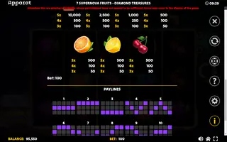 7 Supernova Fruits Diamond Treasures – Paytable