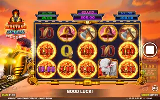 Almighty Mustang Express White Bison – Feature in play