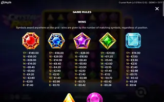 Crystal Rush – Paytable