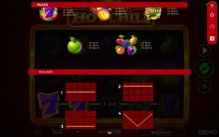 Triple Hot Chili – Paytable