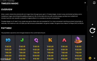 Timeless Magic – Paytable