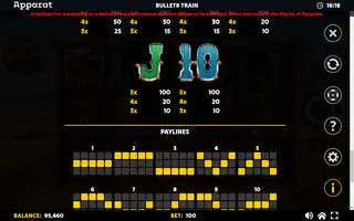 Bullet 8 Train – Paytable