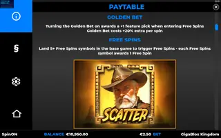 GigaBlox Kingdom – Paytable