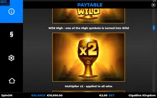 GigaBlox Kingdom – Paytable