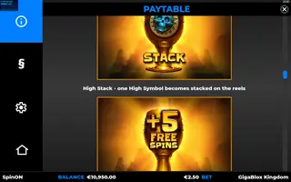 GigaBlox Kingdom – Paytable