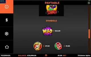 Trickstar Spins – Paytable