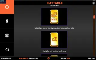 777 Volt GigaBlox – Paytable
