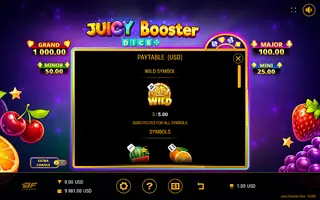 Juicy Booster Dice – Paytable