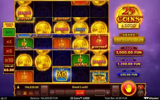 25 Coins x3000 – Feature in play
