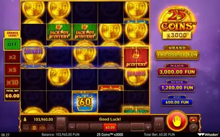 25 Coins x3000 – Feature in play
