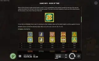 Book of Time – Paytable