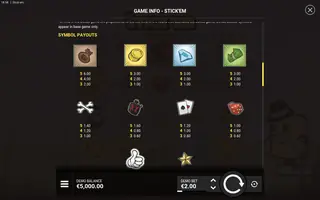Stickem – Paytable