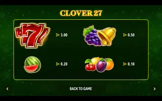 Clover 27 – Paytable