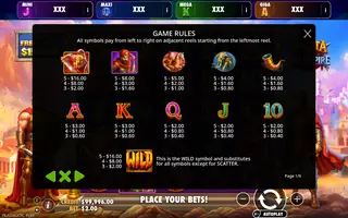 Sparta vs The Empire – Oranje Jackpot – Paytable