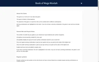 Book of Mega Moolah – Game rules