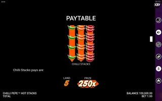 Chilli Pepe Hot Stacks – Paytable