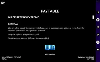 Wildfire Wins Extreme – Game rules