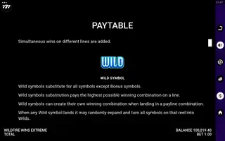 Wildfire Wins Extreme – Game rules