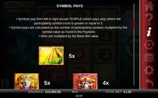 El Dorado Infinity Reels – Paytable
