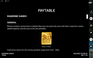 Diamond Sands – Paytable
