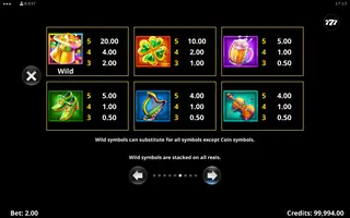 3 Lucky Rainbows – Paytable