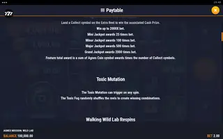 Agnes Mission: Wild Lab – Paytable
