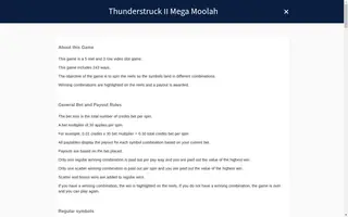 Thunderstruck II Mega Moolah – Game rules