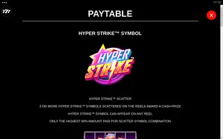 Hyper Strike HyperSpins – Paytable
