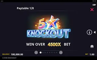 5 Star Knockout – Paytable