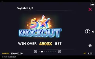 5 Star Knockout – Paytable
