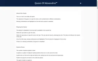 Queen of Alexandria – Game rules