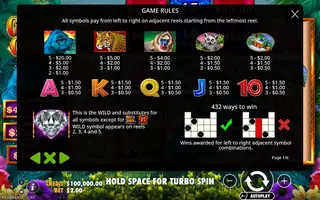 Congo Cash – Paytable