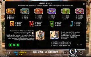 Eye of the Storm – Paytable